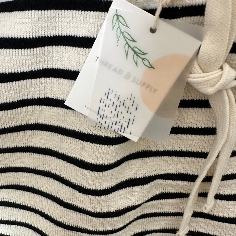 Thread & Supply Striped Sweat Shorts Skirts Set of 2 Mustard Black White Size L - Picture 6 of 10